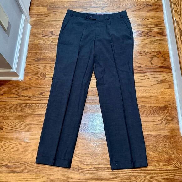 Hiltl DiBiella Charcoal Gray Nailhead Flat Front Dress Pants. Size 36. - Picture 1 of 11